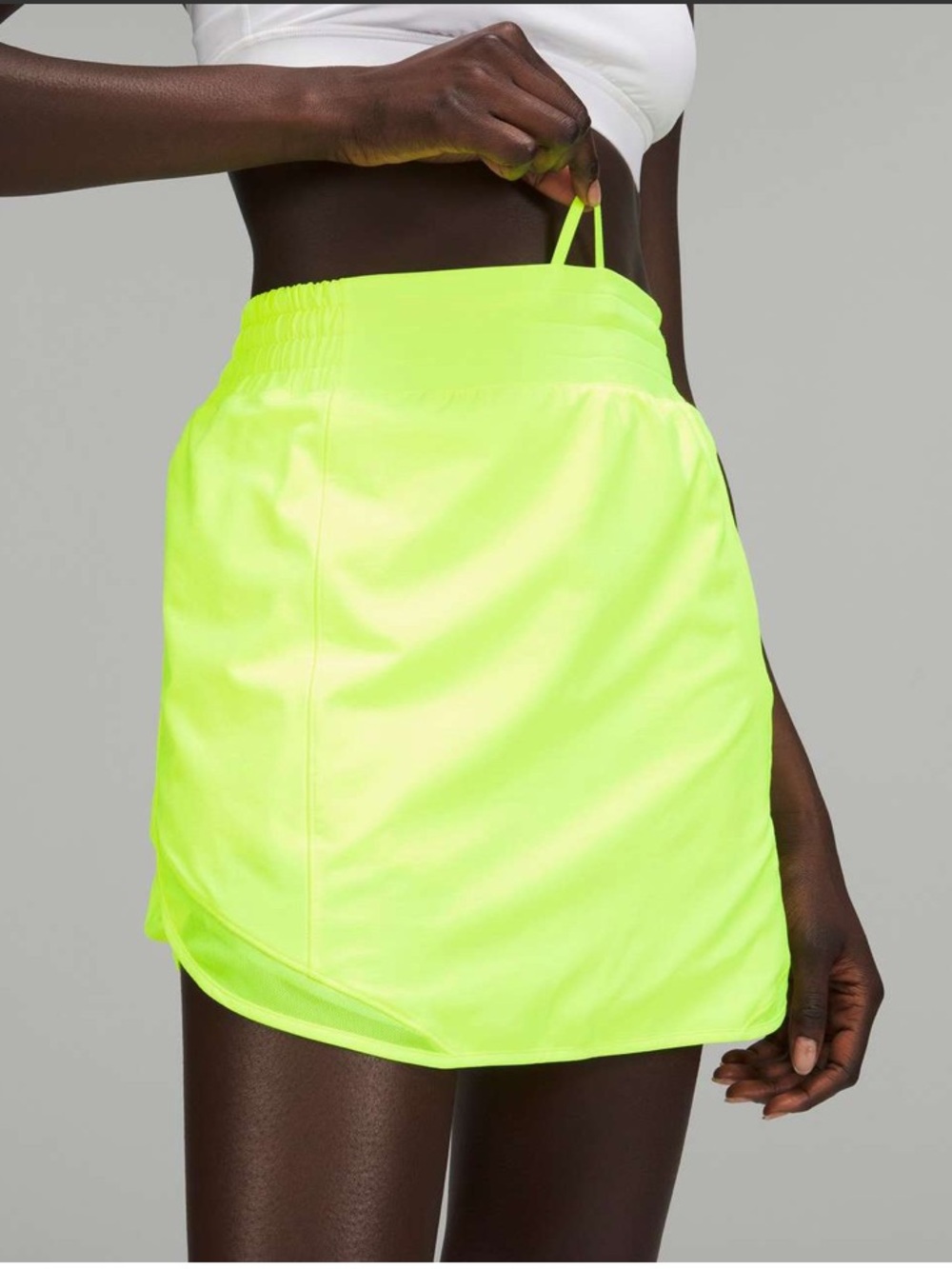 Lululemon Hotty Hot High Rise Athletic Skirt *long Highlight Yellow Sz 12 Large - Picture 2 of 8